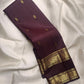 Deep Arakku Handwoven Pure Silk Kanjivaram Rettapet Saree with Yaanai Border – silk fabric close-up
