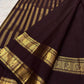 Deep Arakku Handwoven Pure Silk Kanjivaram Rettapet Saree with Yaanai Border – front full drape view