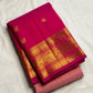 Lotus rose and rani pink butta pure silk Kanjeevaram saree with gold elephant border – view 4