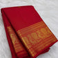 Deep Arakku Red Handwoven Pure Silk KanchiPattu Saree with Dark Korvai Zari Border