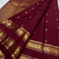 Deep Arakku Red Handwoven Pure Silk Kanchipuram Rettapet Saree with Yaanai Ambari Gold Zari Buttas