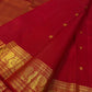 Deep Arakku Red Handwoven Pure Silk KanchiPattu Saree with Dark Korvai Zari Border
