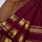 Deep Arakku Red Handwoven Pure Silk Kanchipuram Rettapet Saree with Yaanai Ambari Gold Zari Buttas