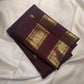 Deep Arakku Handwoven Pure Silk Kanjivaram Rettapet Saree with Yaanai Border – silk body weave close-up