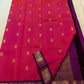 Raspberry Pink pure silk KanchiPattu saree — deep aubergine border detail