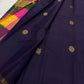 Deep Aubergine Kanjivaram silk saree draped, full length view — Idam Living