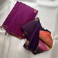 Deep Aubergine Kanjivaram silk saree, gold zari butta motif close-up — Idam Living