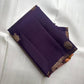 Deep Aubergine Kanjivaram silk saree — full front view, butta weave — Idam Living