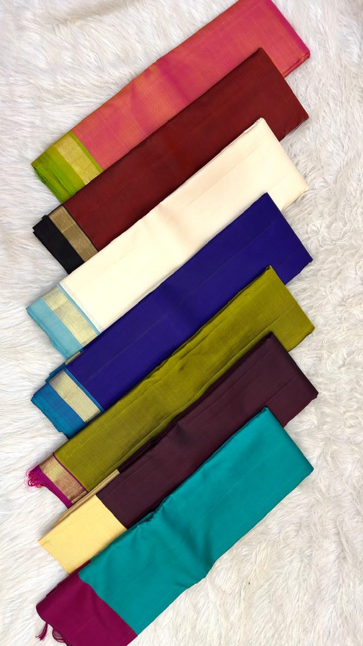 Deep aubergine Kanchipuram silk saree, blouse piece