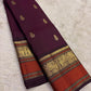 Deep Aubergine Kancheepuram Saree — full drape, pure silk Kanchipuram handwoven — Idam Living