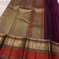 Deep Aubergine Kancheepuram Saree — body close-up showing gold zari buttas