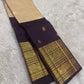 Pure silk Kanchivaram saree with ornate peacock and floral motifs woven in antique gold zari