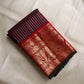 Handwoven Kanchipuram silk saree with fine 2 gram gold zari checks