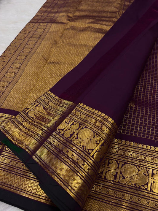 Purple Lightweight Kancheepuram Zari Kattam saree