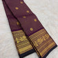Deep aubergine Lightweight Kanjivaram Zari Kattam saree