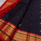 Deep Aubergine handwoven Pure Silk Kanchipuram Korvai saree