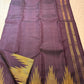 Deep Aubergine Purple-Brown Pure Silk Kanchi Pattu Ettukol Saree - styled bridal view