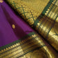 Deep Aubergine Purple Pure Silk Kanchipuram Korvai saree with Forest Green border