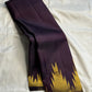 Deep Aubergine Purple-Brown Pure Silk Kanchi Pattu Ettukol Saree - full saree view