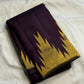 Deep Aubergine Purple-Brown Pure Silk Kanchi Pattu Ettukol Saree - draped hero view