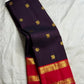 Deep Aubergine and Red Rettapet Kanjivaram saree full view