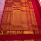 Vintage Rose and Ruby Red Handwoven Pure Silk Kanchipuram Saree with Rettapet Border