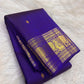 Deep Blue and Lavender Shot Colour Handwoven Pure Silk Kanchipuram Saree with Mayil Zari Border