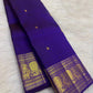 Deep Blue and Lavender Shot Colour Handwoven Pure Silk Kanchipuram Saree with Mayil Zari Border