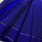Peacock blue pure silk Kancheepuram saree with delicate linear zari pattern and smooth silk drape detail