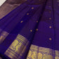 Deep Blue and Lavender Shot Colour Handwoven Pure Silk Kanchipuram Saree with Mayil Zari Border