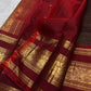 Arakku Red Kanchipuram pallu with dense gold zari floral ornament and detailed traditional woven registers.