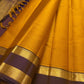 Marigold Orange pure silk Kancheepuram saree — deep brown border