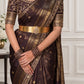 Deep Brown Kanchana lightweight Pure Silk Kanchipuram Vairaoosi saree