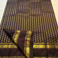 Deep Cocoa Brown Handwoven Pure Silk Kanjipuram Rettapet Saree with Surya Kamalam Gold Zari Buttas