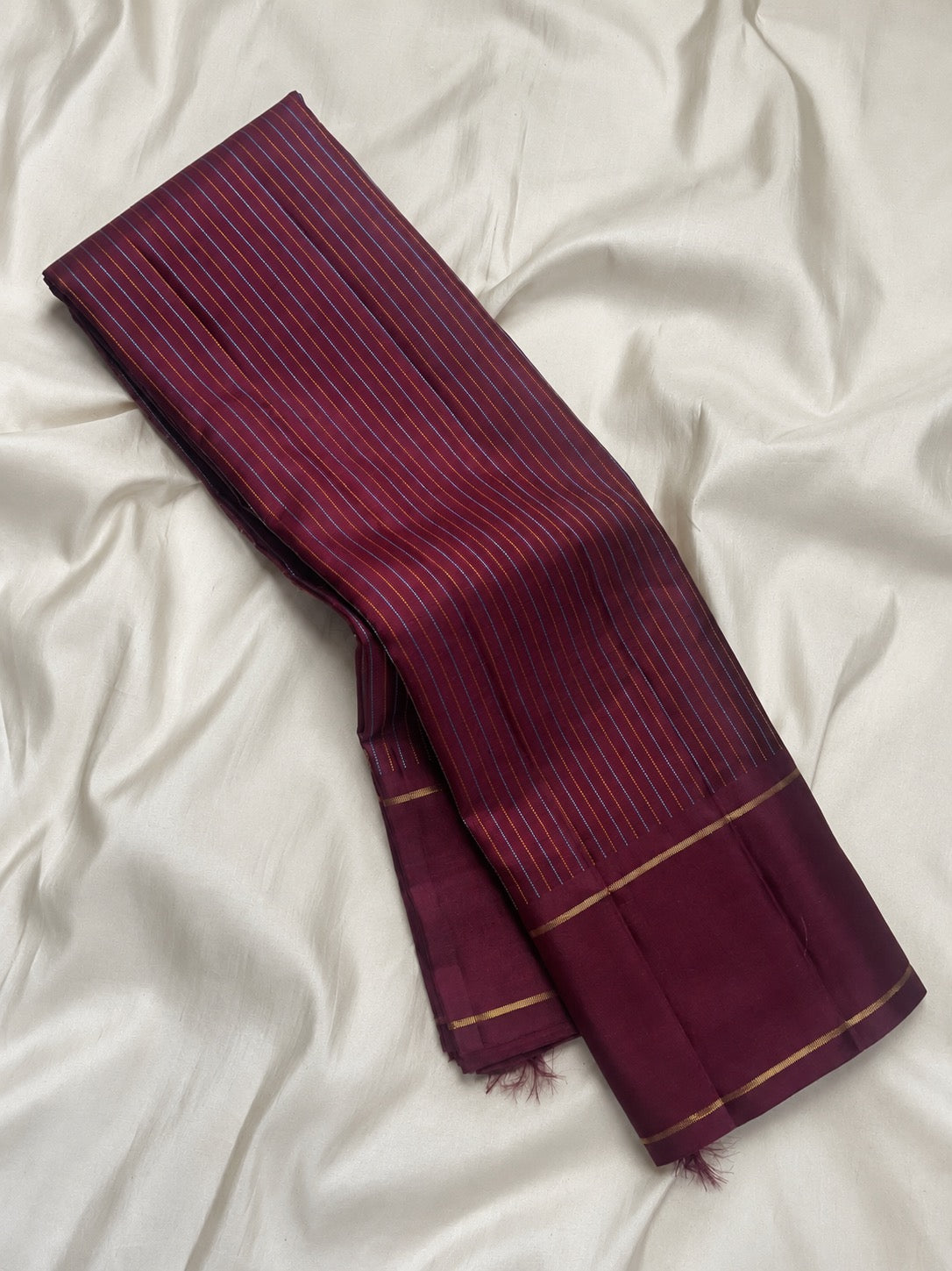 Deep Brown Rettapet Kanjivaram pure silk saree full view