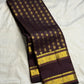 Deep Cocoa Brown Handwoven Pure Silk Kanjipuram Rettapet Saree with Surya Kamalam Gold Zari Buttas