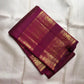 Deep Burgundy Handwoven Pure Silk Kancheepuram Saree with Rettapet and Peacock Border