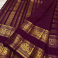 Deep Burgundy Handwoven Pure Silk Kancheepuram Saree with Rettapet and Peacock Border