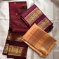 Deep Burgundy Handwoven Pure Silk Kancheepuram Saree with Rettapet and Peacock Border