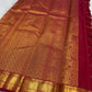 Deep Cherry Red Pure Silk Kanchipuram saree with rich classic-gold zari.