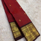 Deep Chilli Red Handwoven Pure Silk Kanchi Pattu Saree with Gold Zari Buttas and Antique Gold Border