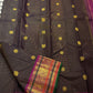 Deep Cinnamon Brown Pure Silk Kanjipuram Saree — full saree overview, Zari Kattam weave with gold zari peacock border — Idam Living