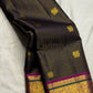Deep Cinnamon Brown Kanjipuram Saree — gold zari peacock border detail with raspberry and vermilion accents