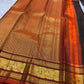 Deep Cocoa Brown Pure Silk Kanjipuram Zari Kattam Saree - body detail