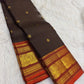 Deep Cocoa Brown Pure Silk Kanjipuram Zari Kattam Saree - zari grid close-up