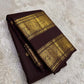Deep Cocoa Brown Kanchipuram silk saree Rettapet gold zari border