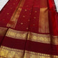 Deep cocoa pallu with ruby red zari border, Kanchipuram Rettapet saree