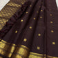 Deep Coffee Brown Kanchipuram Butta saree with mythic bird thanga-zari border