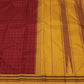 No zari Kancheepuram silk saree in deep crimson with structured geometric woven checks