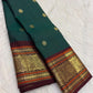 Deep Emerald Green Kancheepuram Saree — full drape, pure silk Kanchipuram handwoven — Idam Living